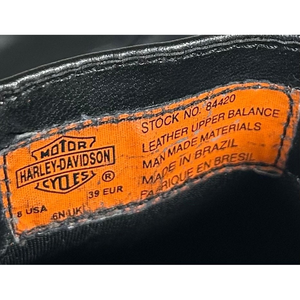 Harley Davidson Womens Black Leather Motorcycle Boots Block Heel 84420 Size 8M - Picture 8 of 10